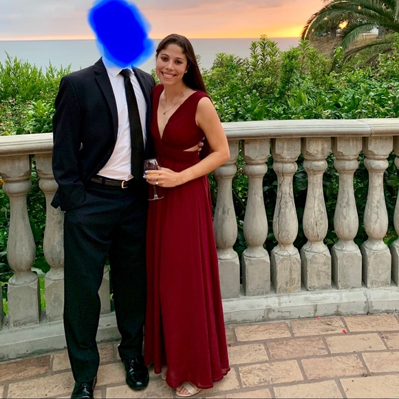 Burgundy Maxi Dress with Cutouts - Picture 6 of 6